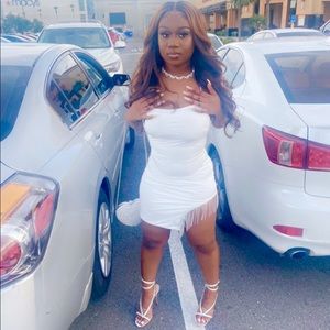 white Rhinestone dress